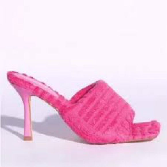 Lady Go Diva Shoes - Dolls Kill Lady Go Diva PINK TERRY CLOTH HEELS STILETTOS SANDALS 7 NEW
